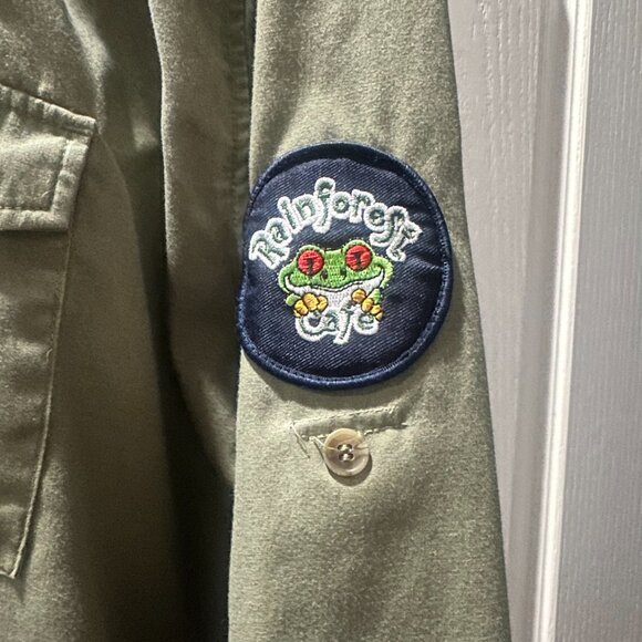 Rainforest Cafe Olive Green Utility Work Shirt – Logo Patch & Embroidered Frog - Picture 6 of 6